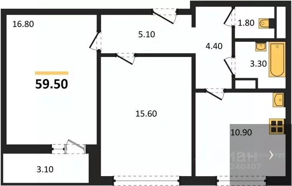 2-к кв. Воронежская область, Воронеж ул. Пескова, 8 (59.5 м) - Фото 0
