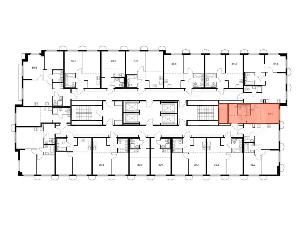 квартира-студия, 26,1 м, 13/24 эт. - Фото 1