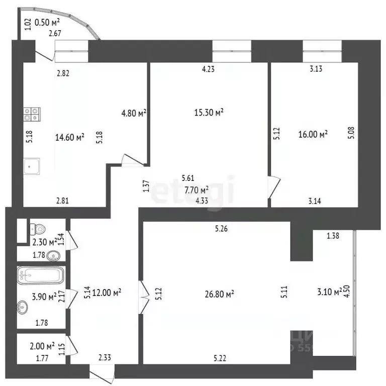 3-к кв. Чувашия, Чебоксары просп. Максима Горького, 40/1 (105.0 м) - Фото 1