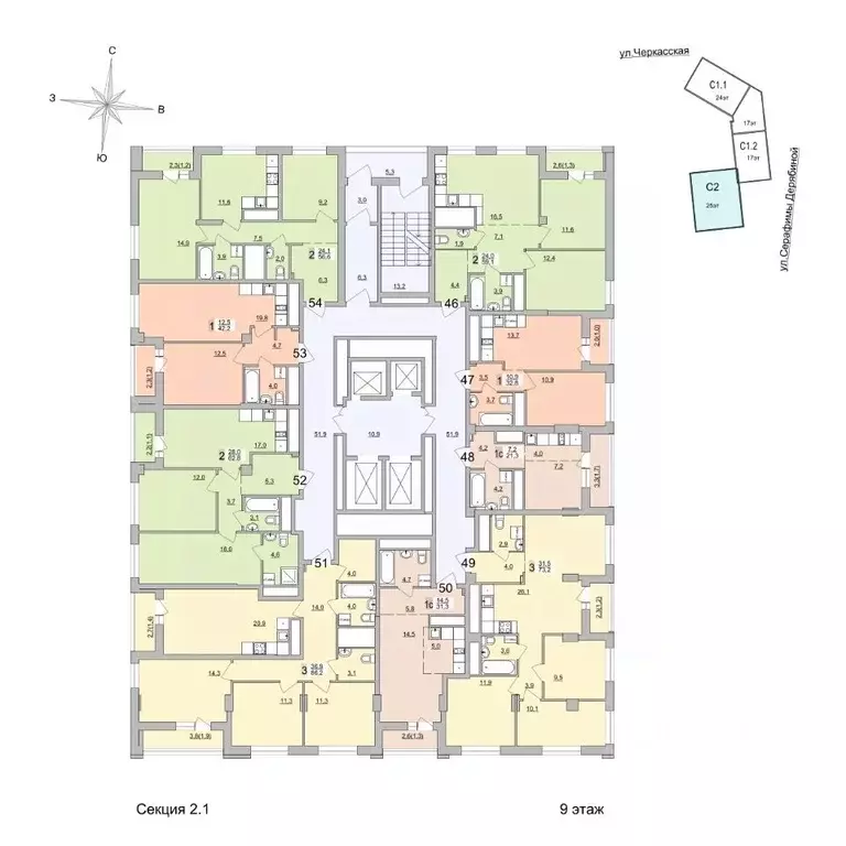 2-к кв. Свердловская область, Екатеринбург ул. Черкасская, 5к3 (63.9 ... - Фото 2