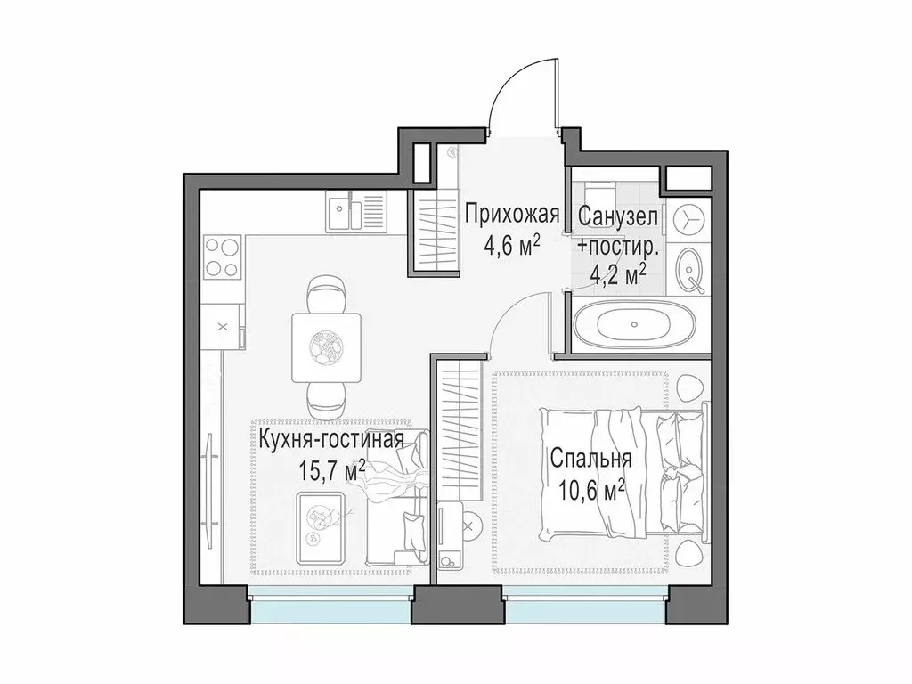 1-комнатная квартира: Мытищи, жилой комплекс Белый Grad, к11.1 (35.4 ... - Фото 0