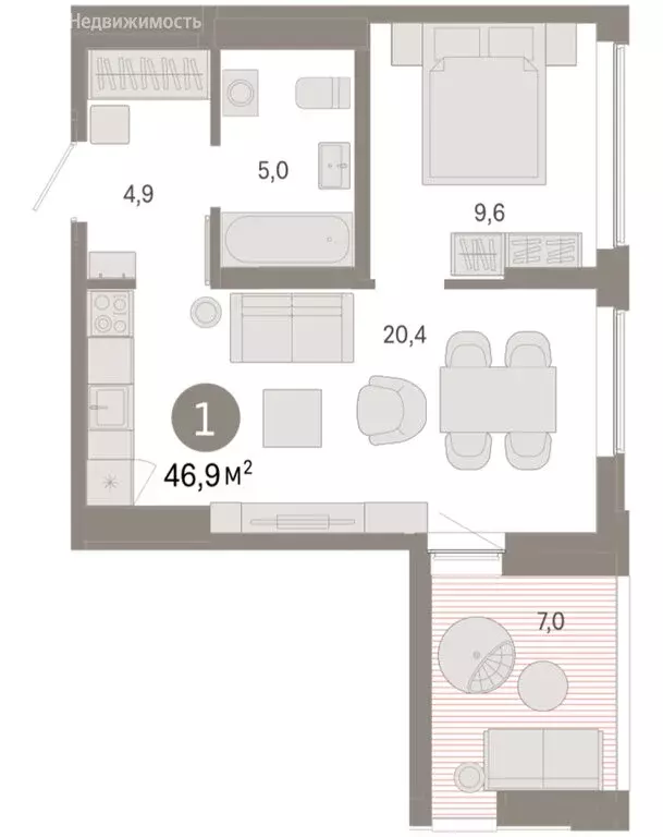 1-комнатная квартира: Екатеринбург, улица Гастелло, 19А (46.93 м) - Фото 1