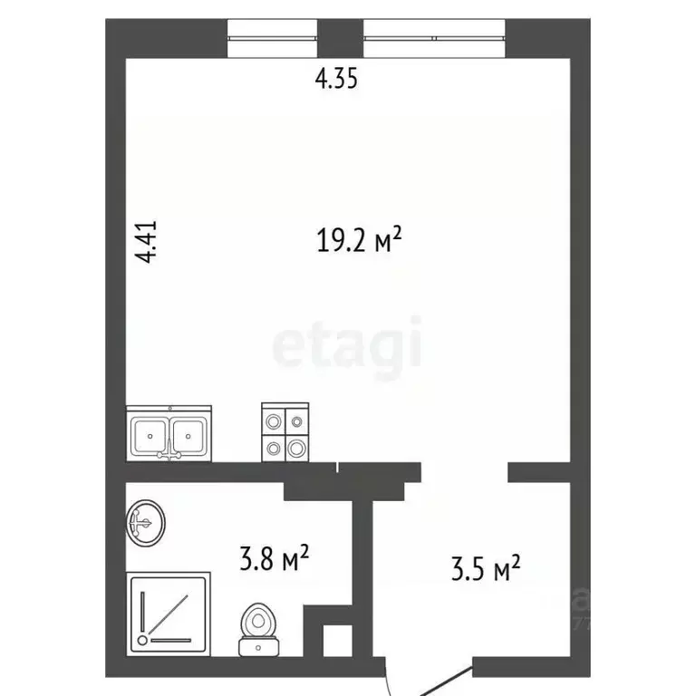 Студия Ямало-Ненецкий АО, Новый Уренгой Энтузиастов мкр, 9 (26.0 м) - Фото 2