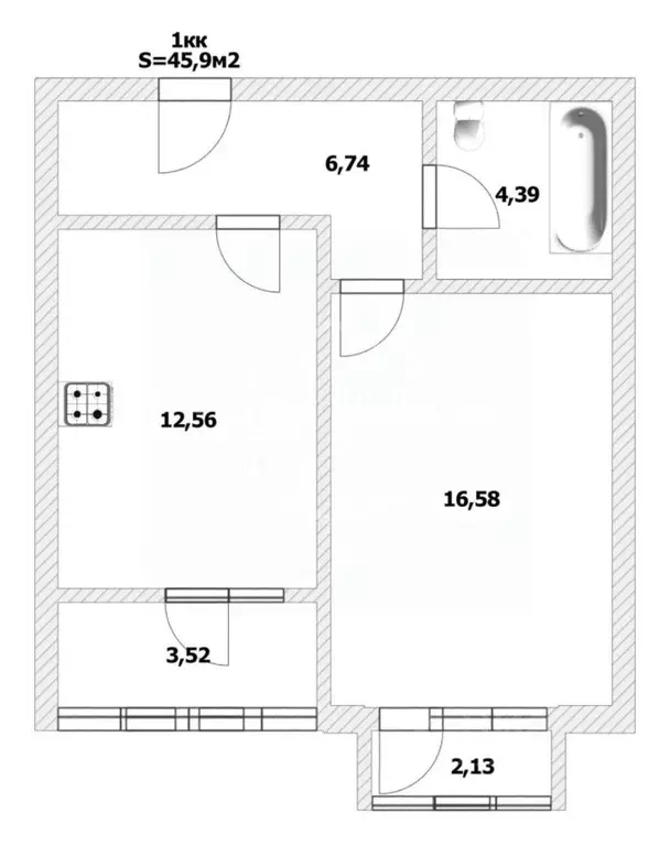 1-к кв. Калининградская область, Калининград Арсенальная ул., 29 (45.9 ... - Фото 2