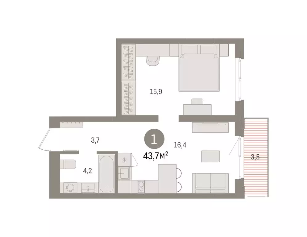 1-комнатная квартира: Екатеринбург, жилой район Юго-Западный, жилой ... - Фото 2