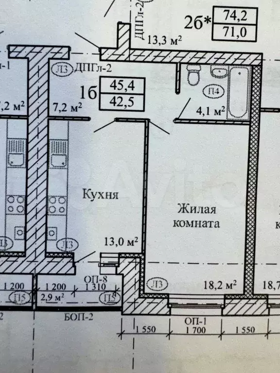 1-к. квартира, 42,5 м, 2/9 эт. - Фото 1