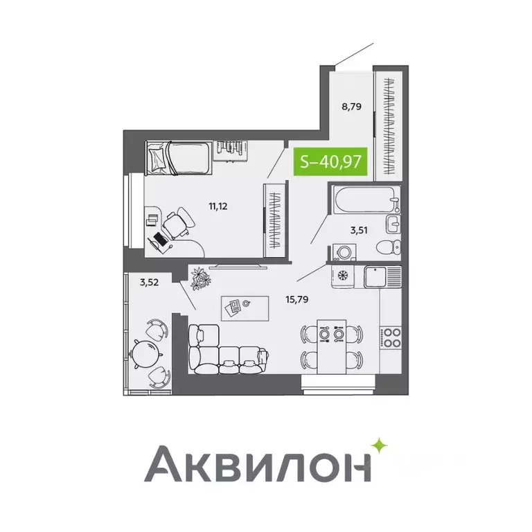 1-к кв. Архангельская область, Северодвинск ул. Мира, 5 (40.97 м) - Фото 0