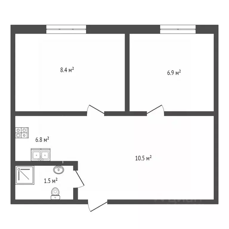 2-к кв. Ханты-Мансийский АО, Ханты-Мансийск Парковая ул., 92А (34.1 м) - Фото 2