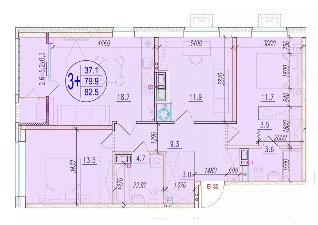 3-к кв. астраханская область, астрахань ул. ахшарумова (82.5 м) - Фото 0