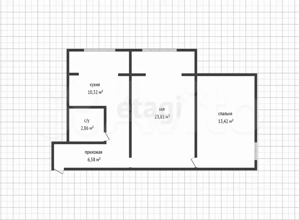 2-к. квартира, 55 м, 4/4 эт. - Фото 1