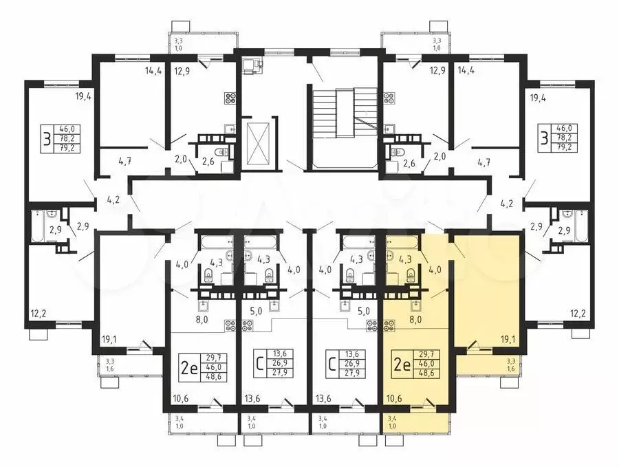 2-к. квартира, 48,6 м, 2/9 эт. - Фото 1