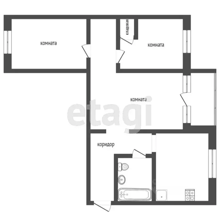 3-к кв. Коми, Сыктывкар Сысольское ш., 10 (58.0 м) - Фото 1