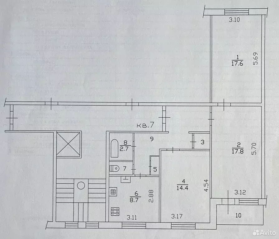 3-к кв. Ленинградская область, Всеволожск Колтушское ш., 80к2 (73.3 м) - Фото 2