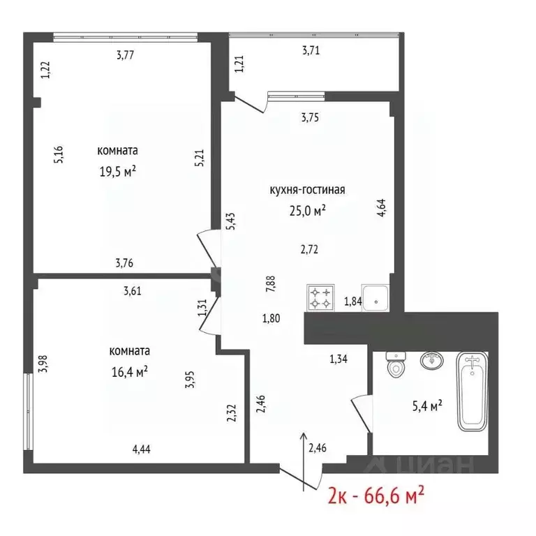 2-к кв. Свердловская область, Екатеринбург Уктус жилрайон, Светлый ... - Фото 2