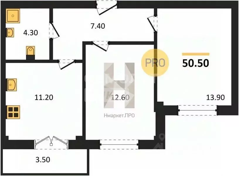 2-к кв. Воронежская область, Воронеж Цимлянская ул., 10В/2 (50.5 м) - Фото 1