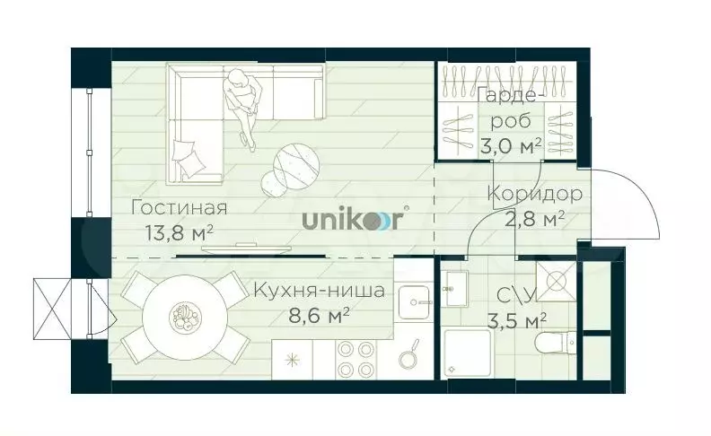 1-к. квартира, 31,7 м, 7/22 эт. - Фото 0