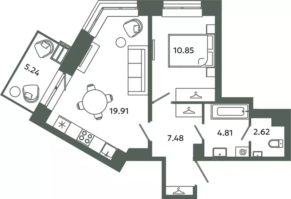 1-к кв. Ленинградская область, Ломоносовский район, Аннинское ... - Фото 1