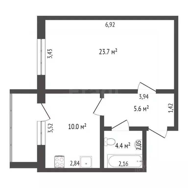 1-к кв. Омская область, Омск ул. Котельникова, 12 (37.0 м) - Фото 2
