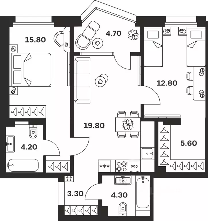 3-к кв. Тульская область, Тула ул. Михеева, 9А (70.5 м) - Фото 1