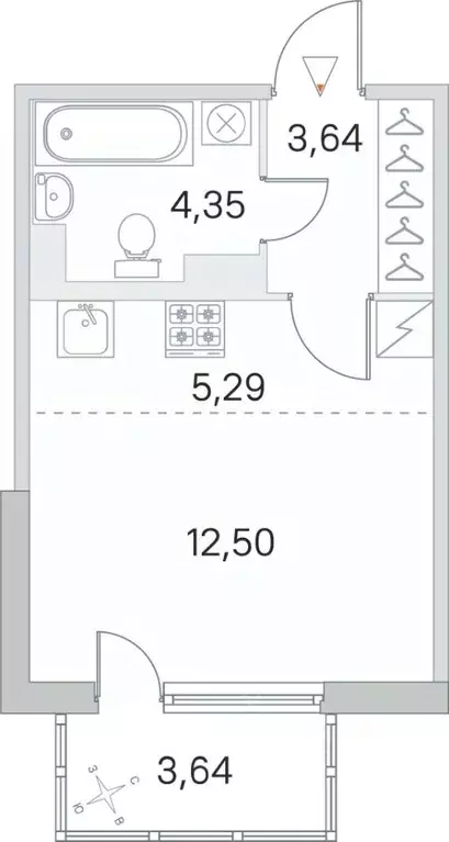 Студия Санкт-Петербург пос. Шушары, ЮгТаун жилой комплекс (26.87 м) - Фото 0