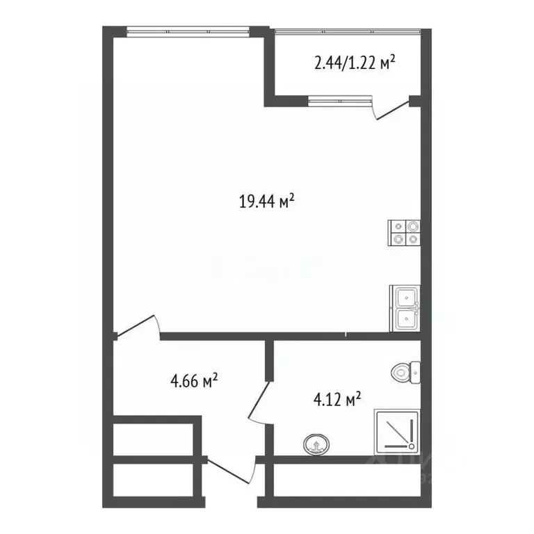 Студия Краснодарский край, Новороссийск Мысхакское ш., 59В (28.3 м) - Фото 2