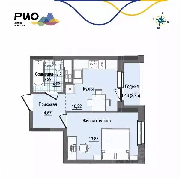1-к кв. Удмуртия, Ижевск Воткинский жилрайон, Рио жилой комплекс, 2 ... - Фото 1