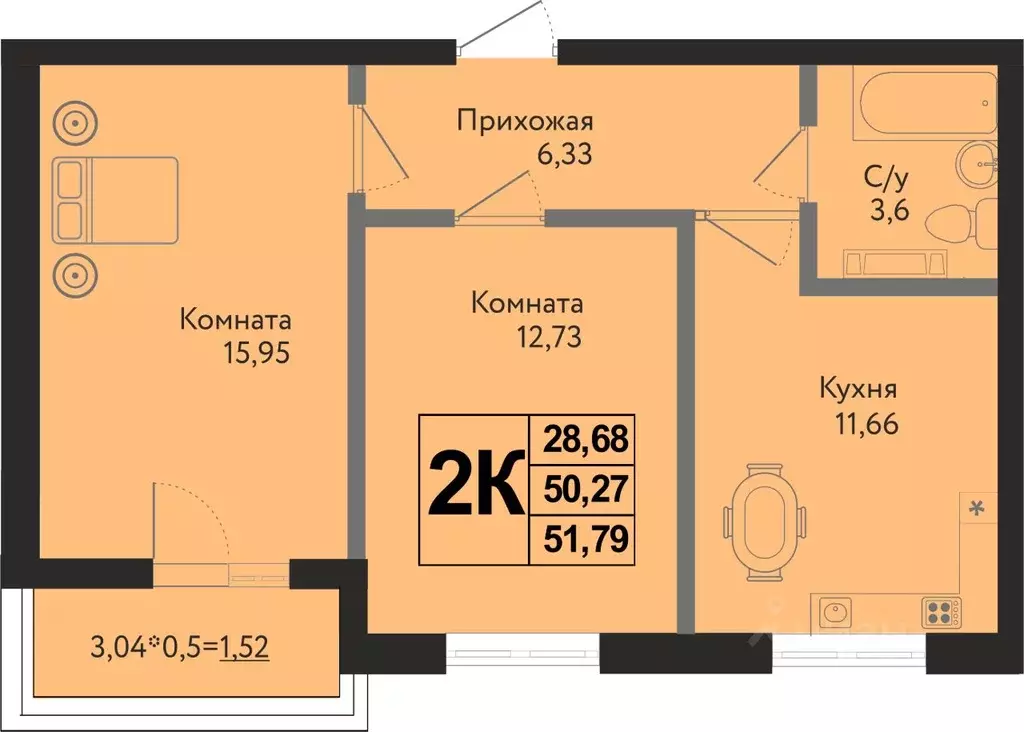 2-к кв. Краснодарский край, Краснодар ул. Имени Владимира ... - Фото 0