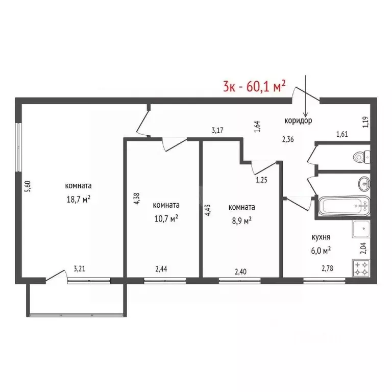 3-к кв. Свердловская область, Верхняя Пышма городской округ, с. Балтым ... - Фото 2