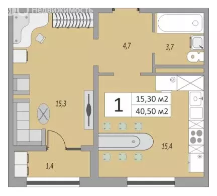 1-комнатная квартира: Оренбург, улица Юркина, 6 (41 м) - Фото 0