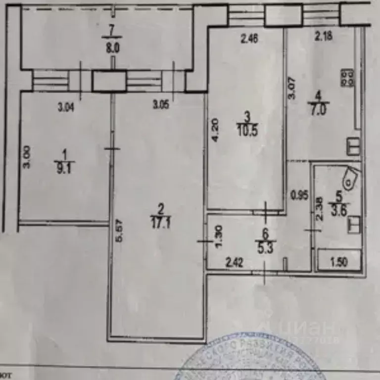 3-к кв. Башкортостан, Уфа ул. Менделеева, 171/1 (52.4 м) - Фото 2