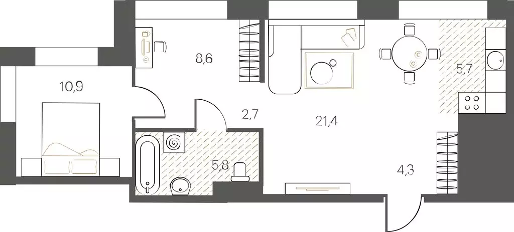Квартира-студия: Тюмень, Первомайская улица, 8 (59.4 м) - Фото 0