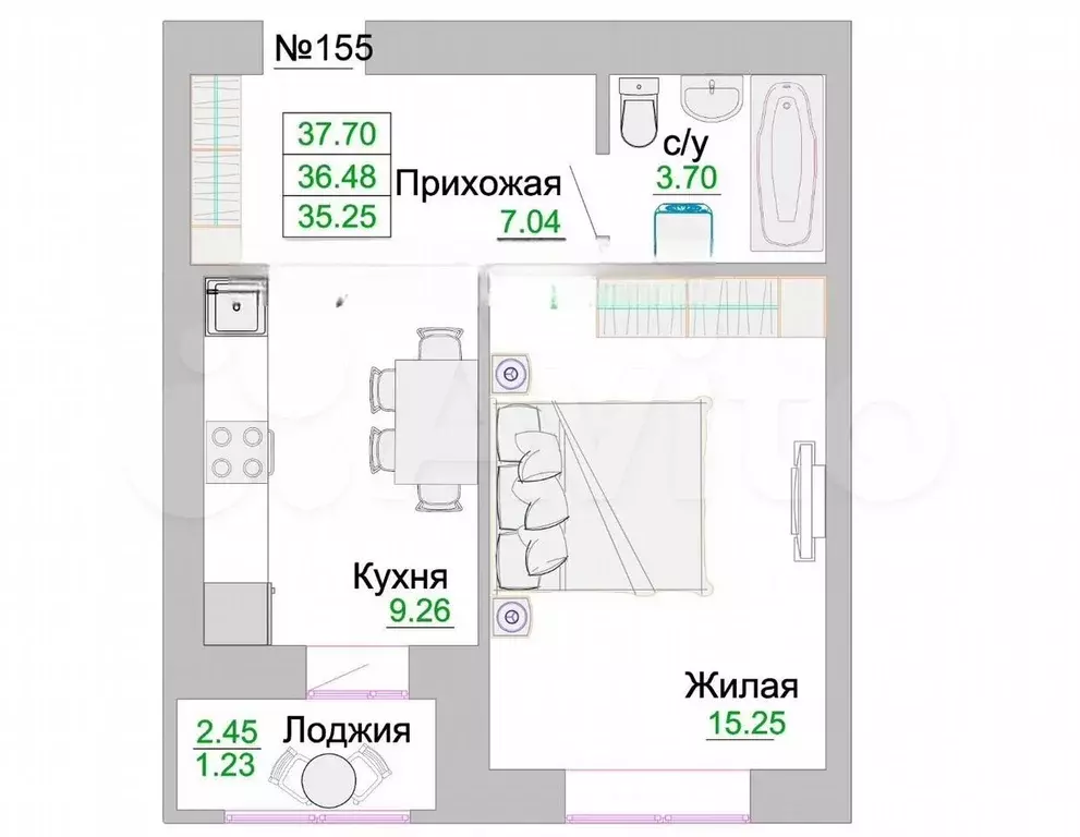 1-к. квартира, 60,2 м, 1/9 эт. - Фото 1