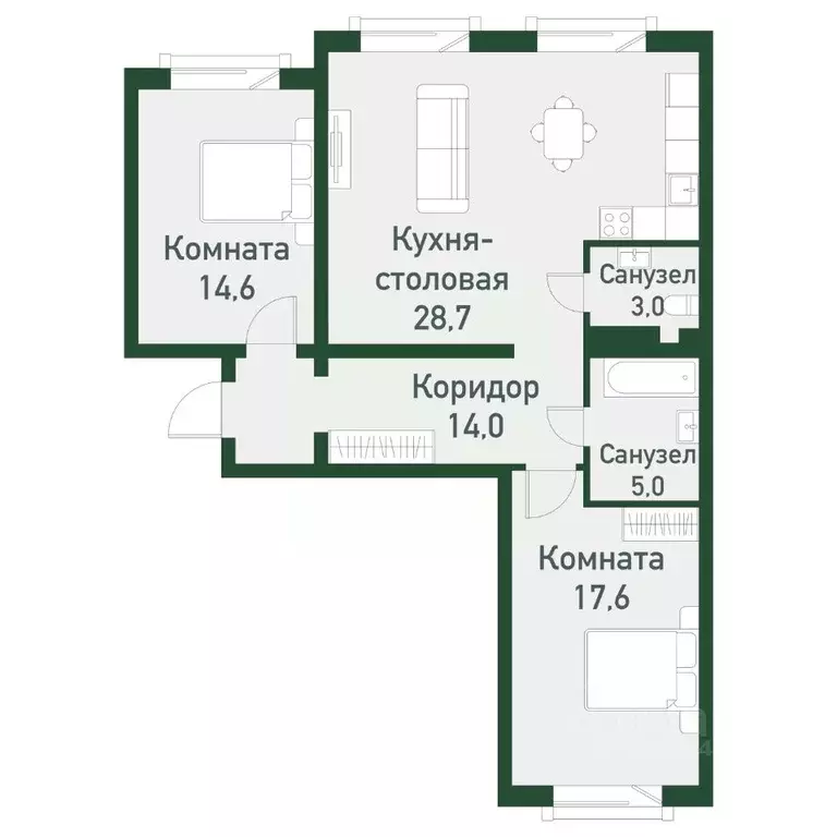 2-к кв. Челябинская область, Челябинский городской округ, пос. ... - Фото 0