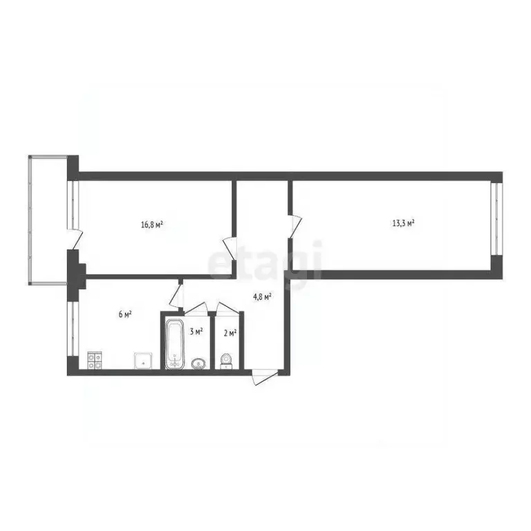 2-к кв. Удмуртия, Ижевск ул. 9 Января, 171 (44.2 м) - Фото 2