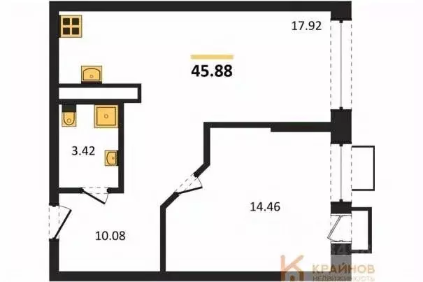 1-к кв. Воронежская область, Воронеж наб. Чуева, 7 (45.88 м) - Фото 0