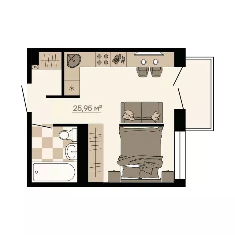 1-к кв. Приморский край, Владивосток ул. Грязелечебница (27.58 м) - Фото 1