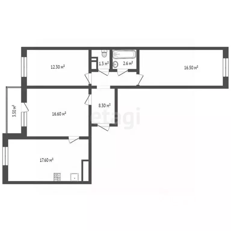 3-к кв. Челябинская область, Челябинск Университетская Набережная ул., ... - Фото 2