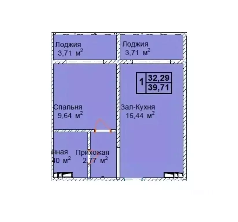 1-к кв. Чеченская республика, Грозный пос. Строителей,  (39.71 м) - Фото 1