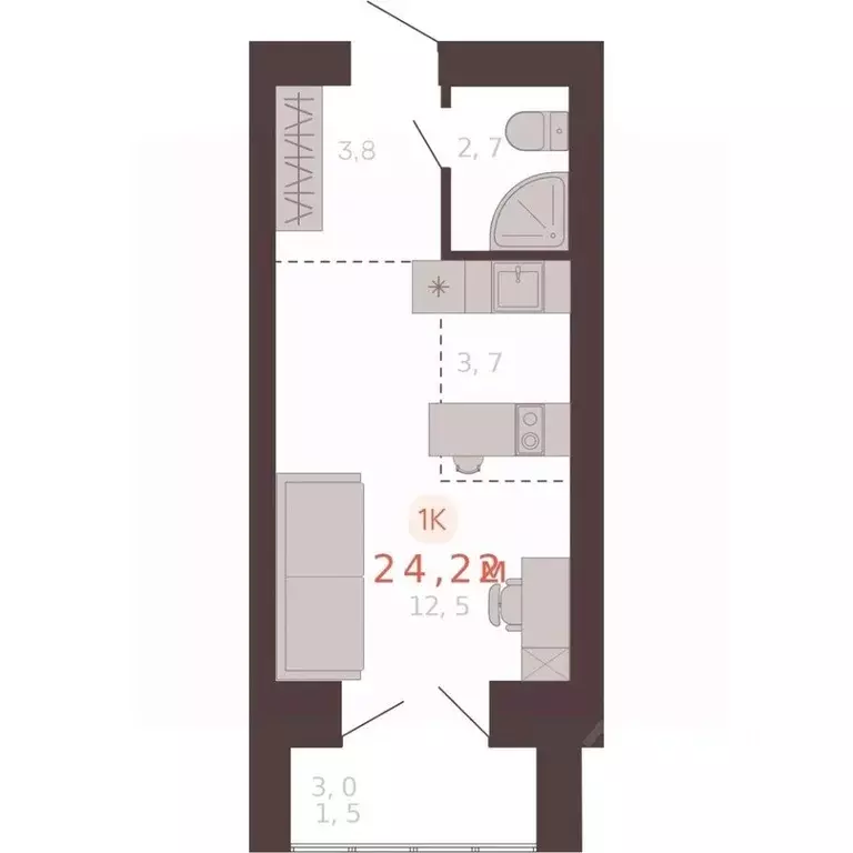 1-к кв. Алтайский край, Новоалтайск ул. Южсиба, 52А (24.2 м) - Фото 1