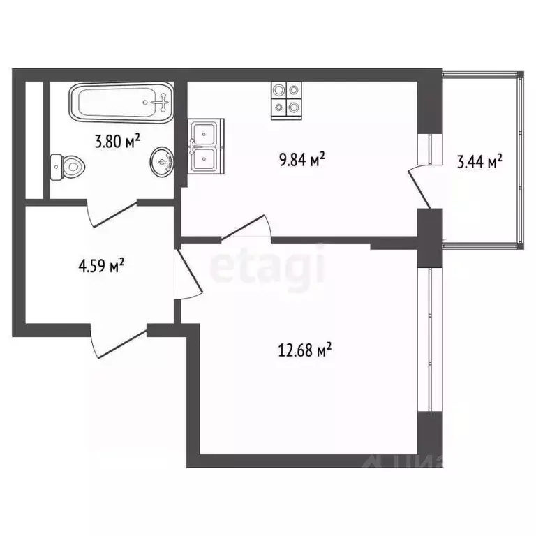 1-к кв. Крым, Симферополь просп. Александра Суворова (34.35 м) - Фото 2