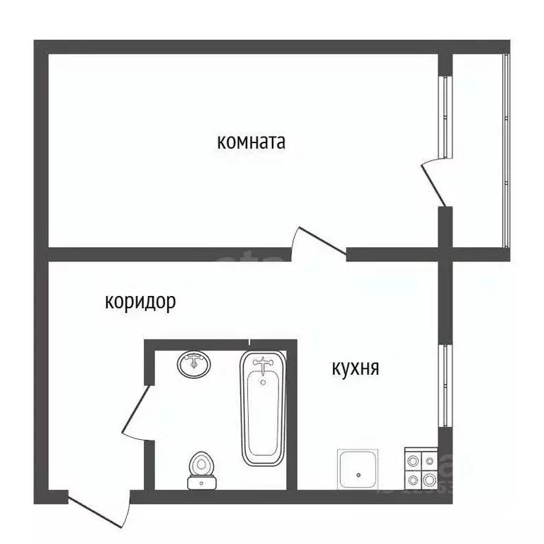 Студия Воронежская область, Воронеж ул. Домостроителей, 43 (28.7 м) - Фото 1