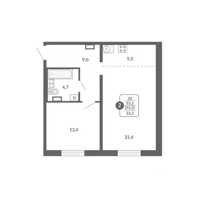 2-к кв. Кировская область, Киров ул. Потребкооперации, 34 (53.2 м) - Фото 1