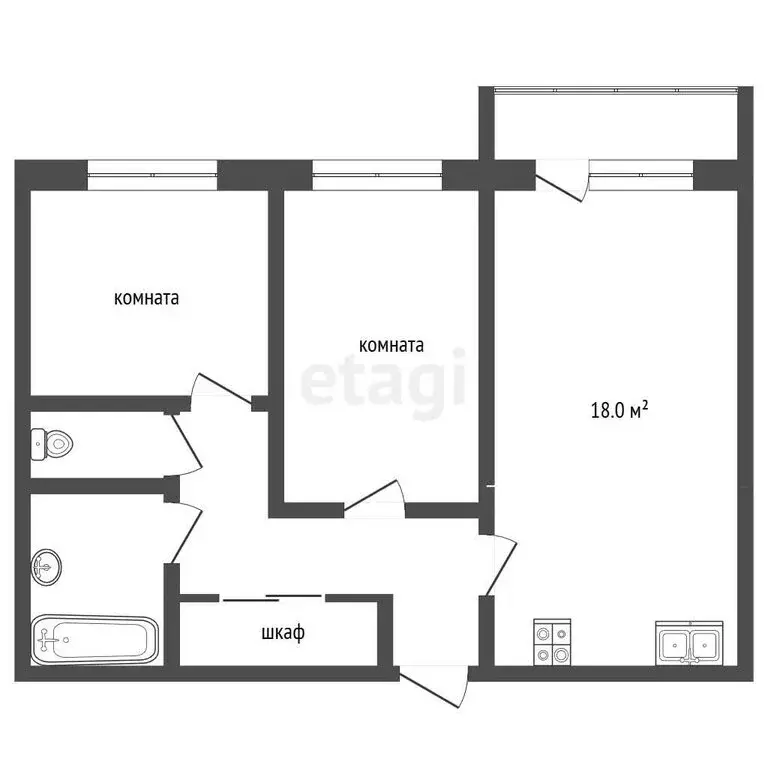 3-комнатная квартира: Жуковский, улица Гудкова, 22 (61.2 м) - Фото 1