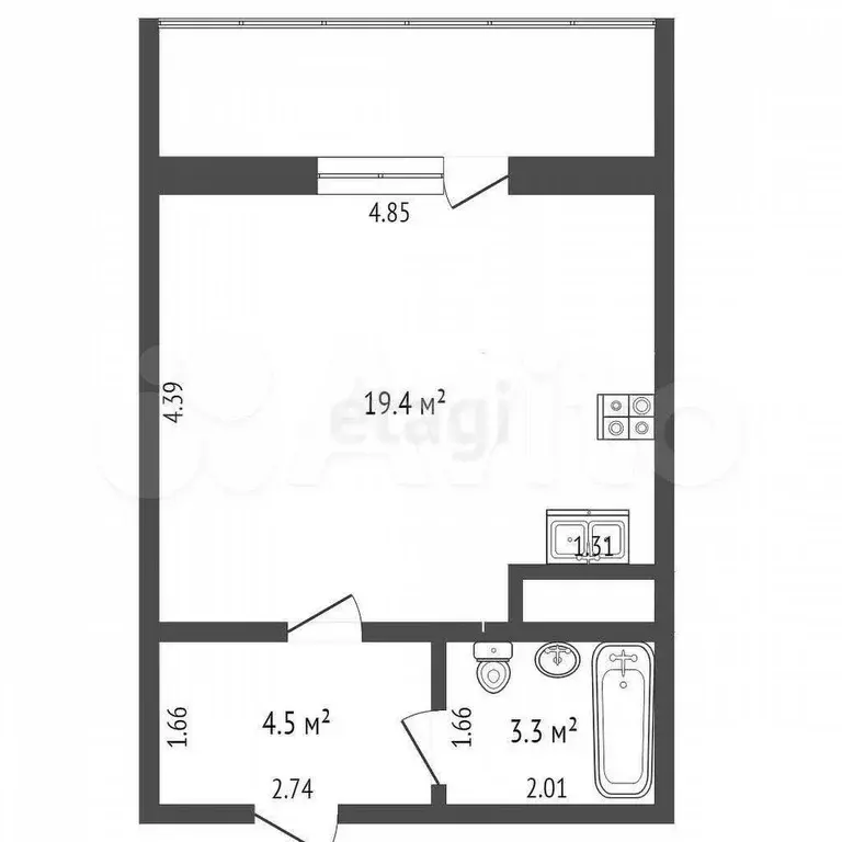 Квартира-студия, 27,5 м, 19/19 эт. - Фото 0