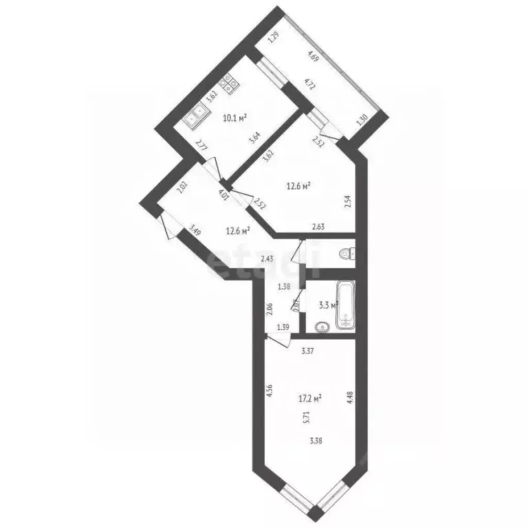 2-к кв. Орловская область, Орел ул. Картукова, 6 (57.7 м) - Фото 1