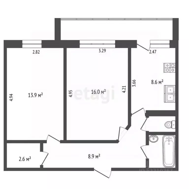 2-к кв. Татарстан, Набережные Челны ул. Раскольникова, 23 (53.9 м) - Фото 1