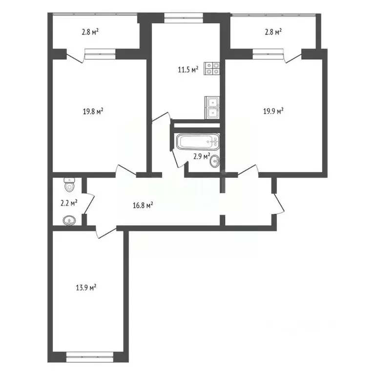 3-к кв. Самарская область, Тольятти Коммунистическая ул., 83А (64.0 м) - Фото 0