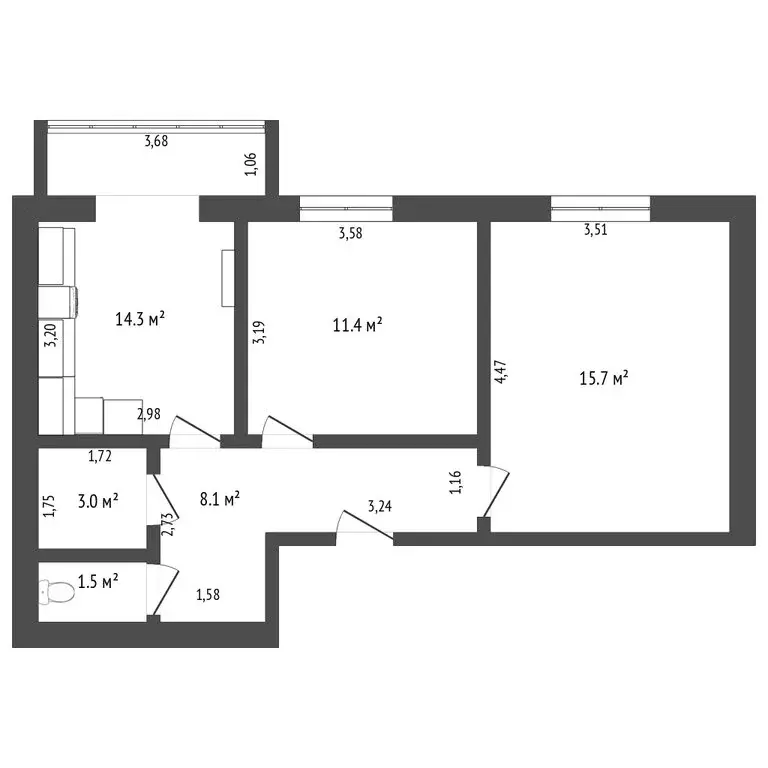 3-комнатная квартира: Ставрополь, улица Чехова, 67 (71.2 м) - Фото 0