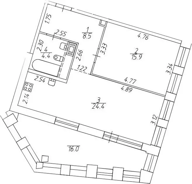 1-комнатная квартира: Санкт-Петербург, улица Челюскина, 10 (58 м) - Фото 1