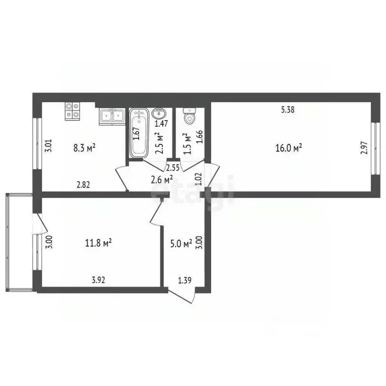 2-к кв. Калининградская область, Калининград Чкаловск мкр, ул. ... - Фото 2